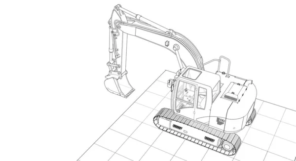 Koparki Maszyny Soncept Ilustracja — Zdjęcie stockowe