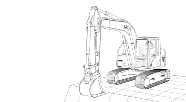 掘削機の機械の概念3Dイラスト — ストック写真