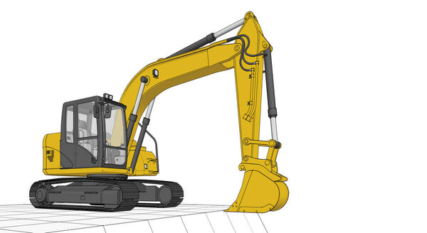 excavator machinery soncept 3d illustration