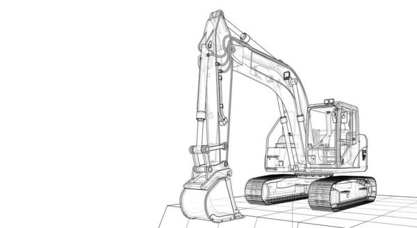 掘削機の機械の概念3Dイラスト — ストック写真