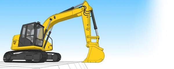 掘削機の機械の概念3Dイラスト — ストック写真