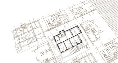ev mimarisi projesi çizimi 3d illüstrasyon