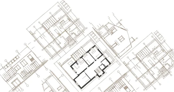 House Architectural Project Sketch Illustration — Stock Photo, Image