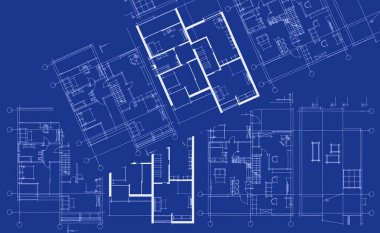 ev planı mimari taslak 3D illüstrasyon