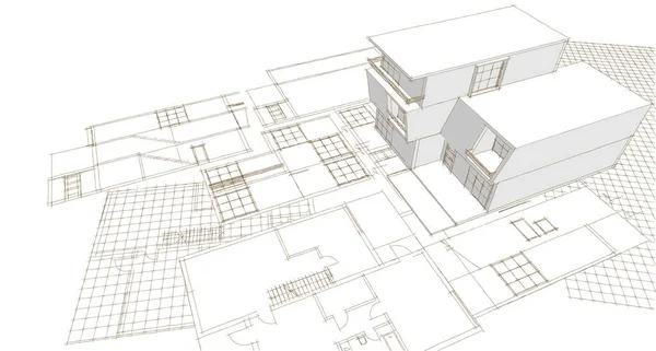 house architectural sketch 3d rendering
