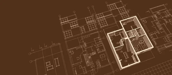 Plano Casa Fachadas Desenho Arquitetônico Ilustração — Fotografia de Stock