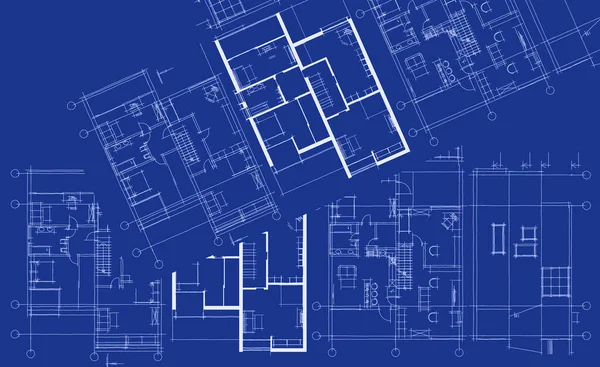 Hus Plan Fasader Arkitektonisk Skiss Illustration — Stockfoto