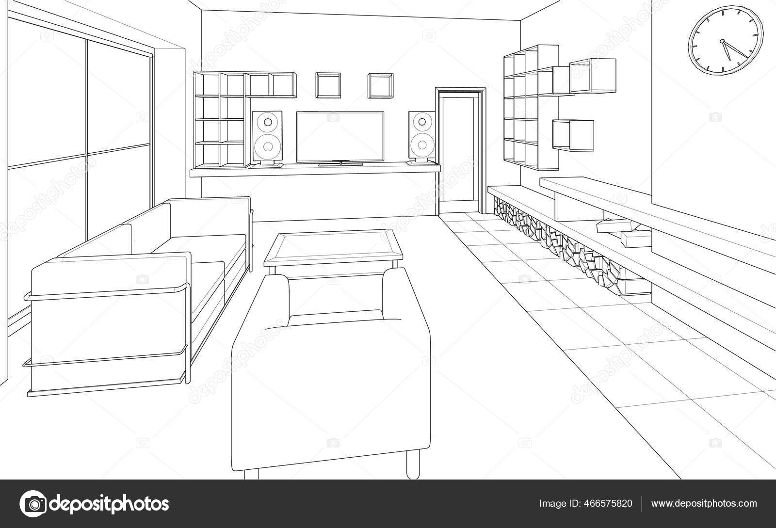 Sketsa Interior Ruang Tamu