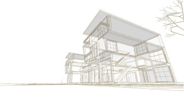 Belediyenin taslak çizimi 3D canlandırma konsepti