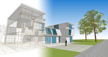 Belediyenin taslak çizimi 3D canlandırma konsepti