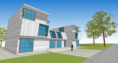 Belediyenin taslak çizimi 3D canlandırma konsepti