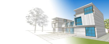 Belediyenin taslak çizimi 3D canlandırma konsepti