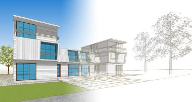 Belediyenin taslak çizimi 3D canlandırma konsepti