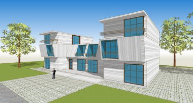 Belediyenin taslak çizimi 3D canlandırma konsepti