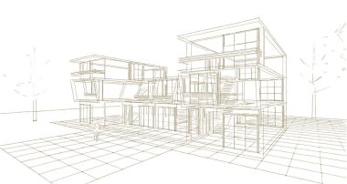 Belediyenin taslak çizimi 3D canlandırma konsepti