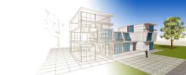 Belediyenin taslak çizimi 3D canlandırma konsepti