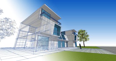 Belediyenin taslak çizimi 3D canlandırma konsepti