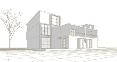 Belediyenin taslak çizimi 3D canlandırma konsepti