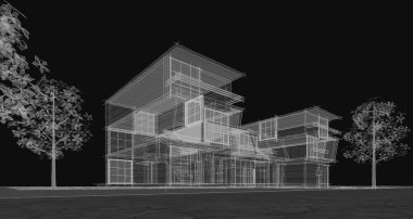 Belediyenin taslak çizimi 3D canlandırma konsepti