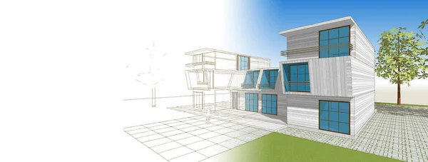 Townhouse Sketch Rendering Concept — Stock Photo, Image