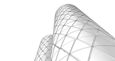 soyut mimari silindirik kule 3D görüntüleme