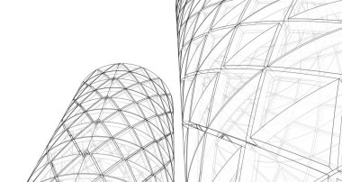 soyut mimari silindirik kule 3D görüntüleme