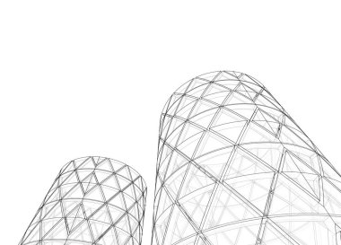 soyut mimari silindirik kule 3D görüntüleme