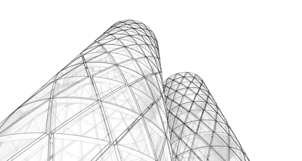 Abstrakte Architektur Zylindrischer Turm Rendering — Stockfoto