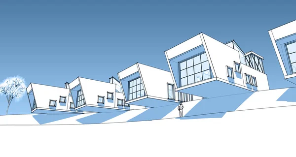 Moderne Architektur Stadthaus Illustration — Stockfoto