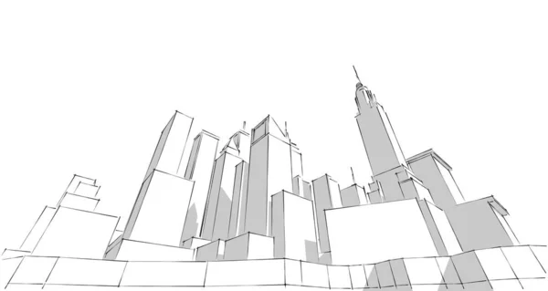 Modernes Stadtpanorama Illustration — Stockfoto