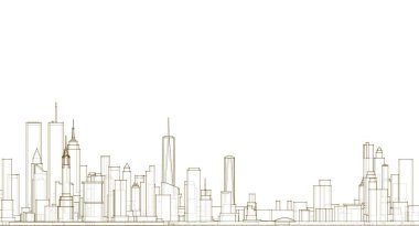 şehir modern mimarisi çizimi 3d illüstrasyon