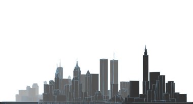 şehir modern mimarisi çizimi 3d illüstrasyon