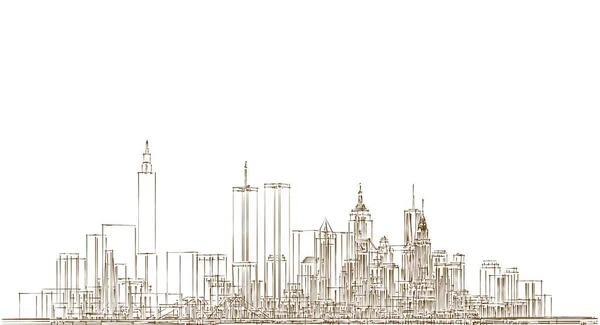 Эскиз Современной Архитектуры Города Иллюстрация — стоковое фото