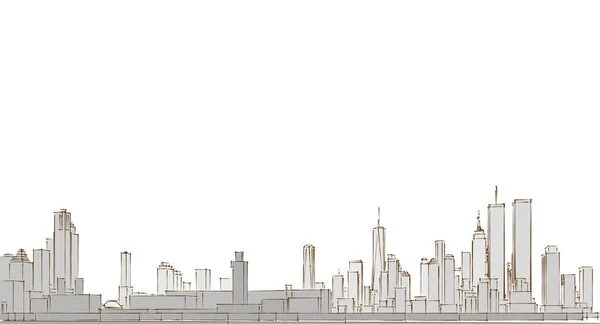 City Modern Architecture Sketch Illustration — Stockfoto