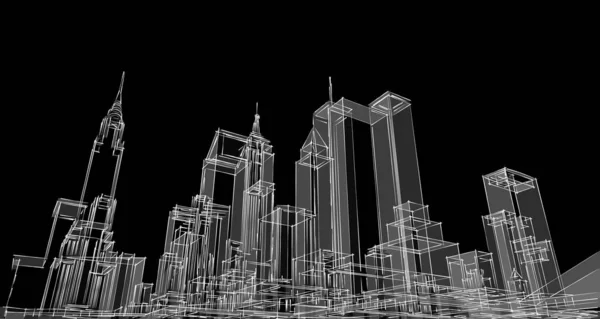 Эскиз Современной Архитектуры Города Иллюстрация — стоковое фото