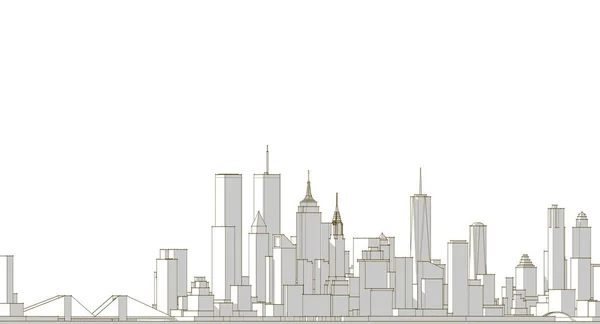 都市現代建築スケッチ3Dイラスト — ストック写真