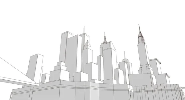 City Modern Architecture Sketch Illustration — Stock Photo, Image