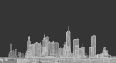 Modern şehir panoraması 3D illüstrasyon