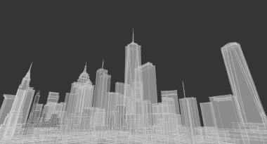 Modern şehir panoraması 3D illüstrasyon