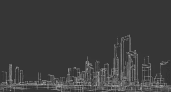 Modernes Stadtpanorama Illustration — Stockfoto