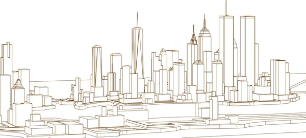 Modernes Stadtpanorama Illustration — Stockvektor