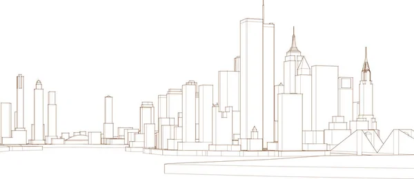 Modern City Panorama Illustration — Stock Vector