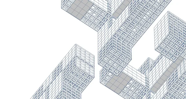 摘要建筑工程设计3D渲染草图 — 图库照片