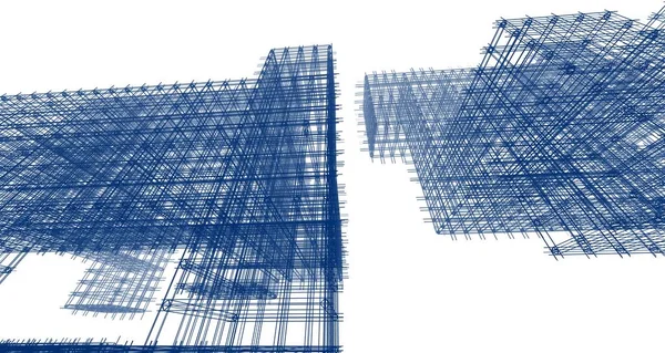 摘要建筑工程设计3D渲染草图 — 图库照片