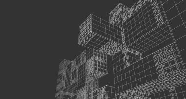 soyut mimari tasarımı 3D çizim