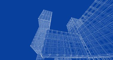 soyut mimari tasarımı 3D çizim