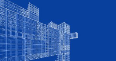 soyut mimari tasarımı 3D çizim