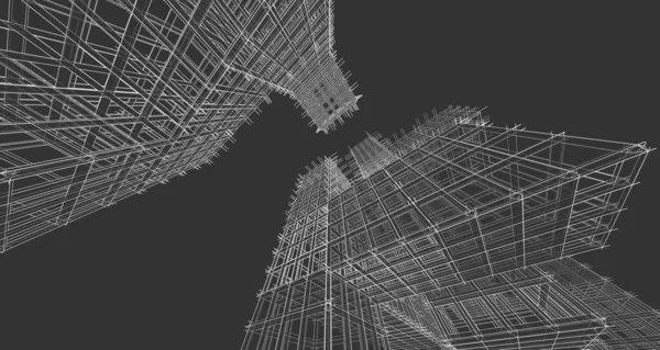 抽象建築工学デザイン3Dレンダリングスケッチ — ストック写真