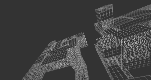 抽象建築工学デザイン3Dレンダリングスケッチ — ストック写真