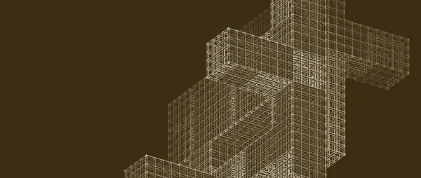 摘要建筑工程设计3D渲染草图 — 图库照片